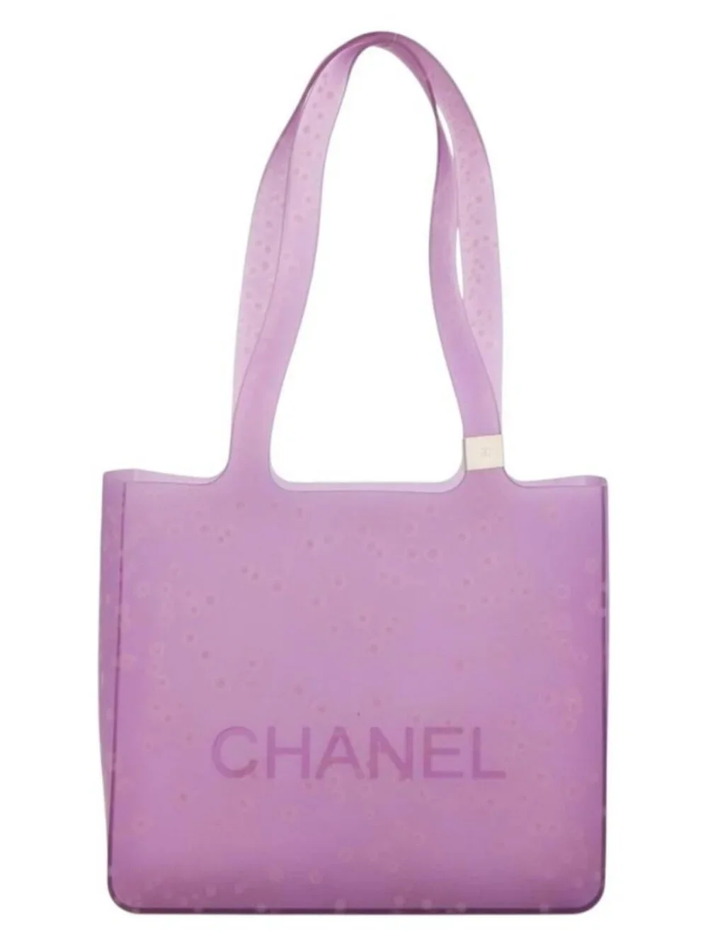 CHANEL Tote Bag Rubber Purple CC Auth 183664